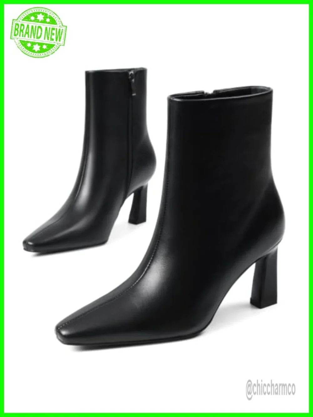 Faux Leather Kitten Heel Ankle Boots Side Zipper Pointed Toe Booties Women's
